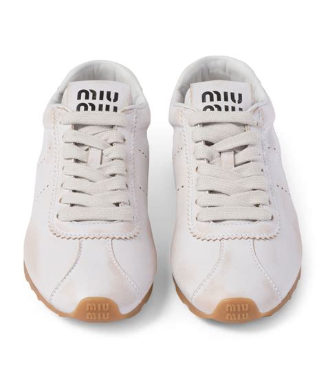 miu miu bleached leather sneakers